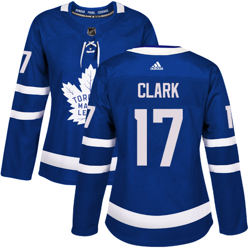 Adidas Toronto Maple Leafs #17 Wendel Clark Blue Home Authentic Women Stitched NHL Jersey